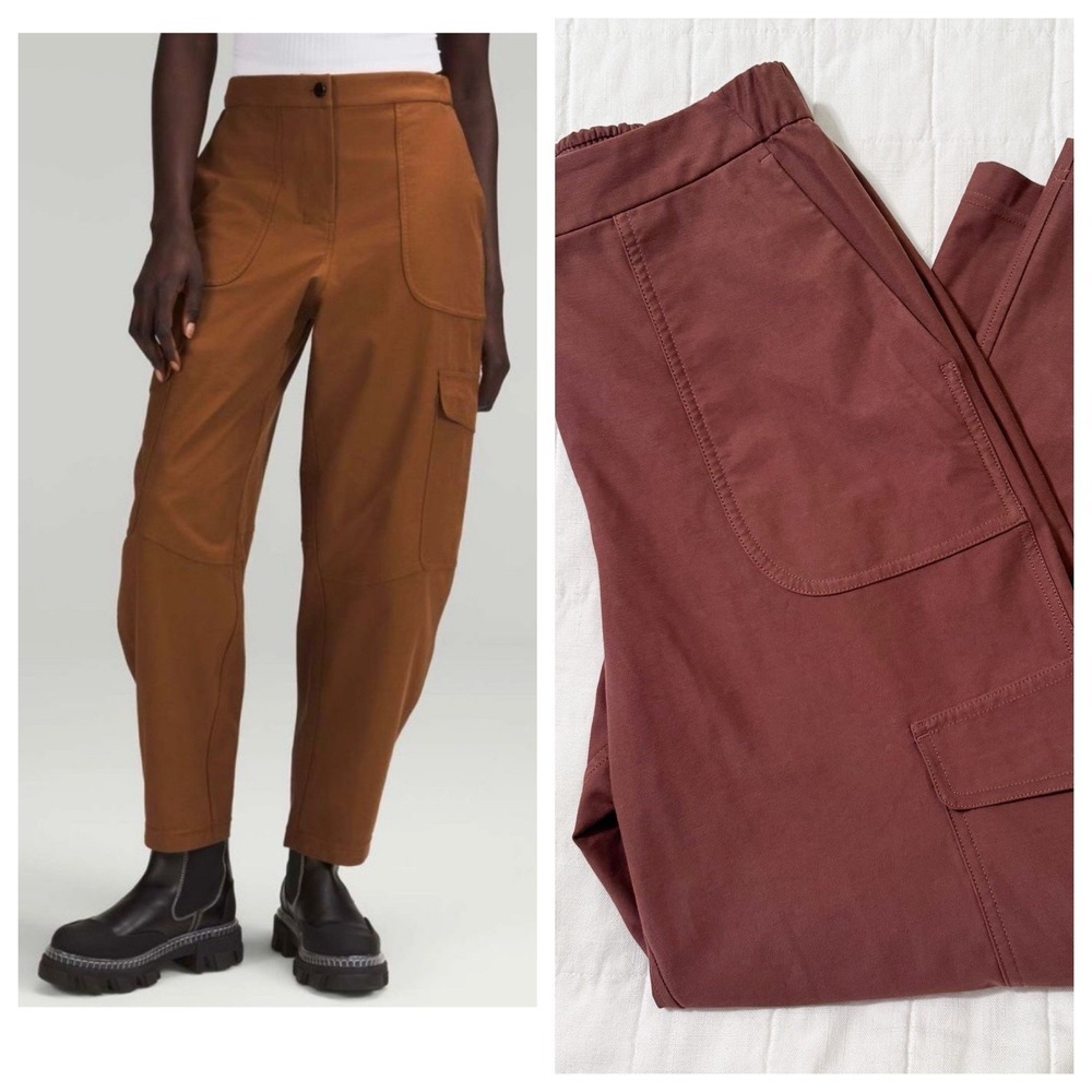 Lululemon Light Utilitech Cargo Pocket High-Rise Barrel Pant Roasted Brown Sz 27
